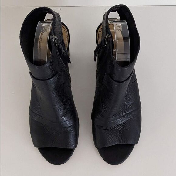 Splendid Darlene ll Black Leather Peep Toe Block Heel Sandals 9 - Picture 2 of 12